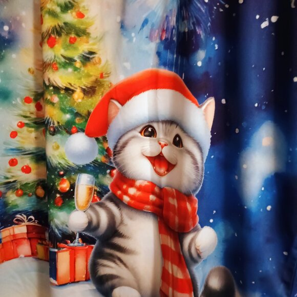 Unisex Short Sleeve Cat Christmas New Year Shirt, Large, New - Picture 2 of 6